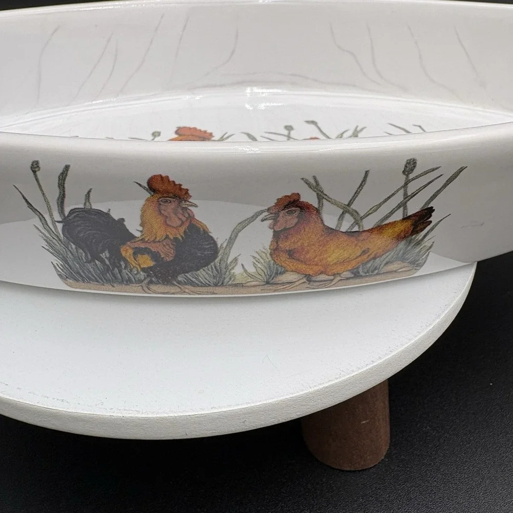 Vtg Kent Pottery‎ Rooster Baking Dish Farmhouse Decor 14x6 Oval